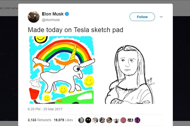 Elon Musk Soll Bild Von Furzendem Einhorn Fur Tesla Software Geklaut Haben Webmix Derstandard De Web