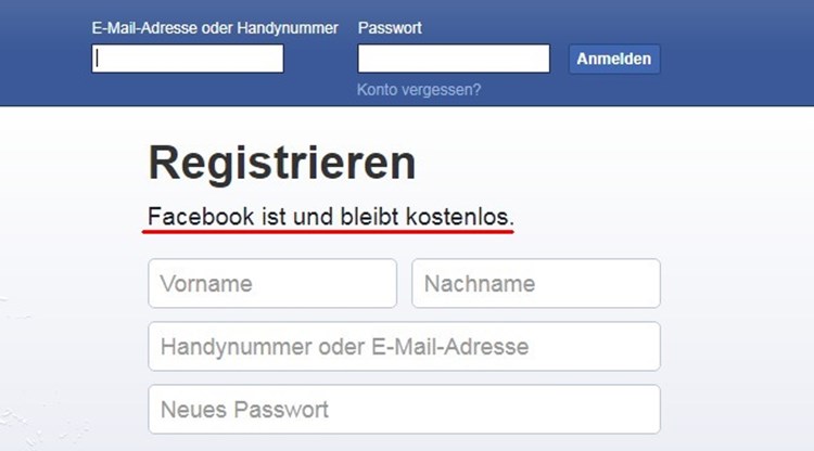 Facebook anmelden kostenlos