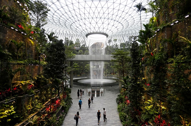 Wasserfall Und Dschungel Am Flughafen Wie Singapur Die Zukunft