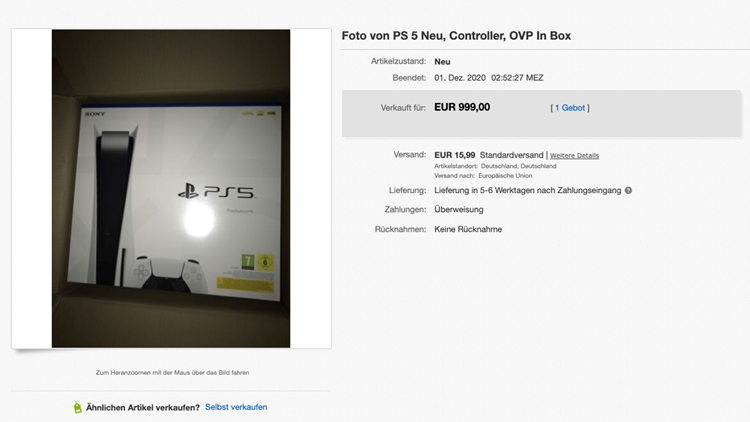 Betruger Verkaufen Fotos Von Ps5 Konsolen Fur Bis Zu 1 000 Euro Auf Ebay Games Derstandard De Web